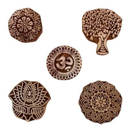 Set of 5 Piece New Mix Wooden Printing Blocks